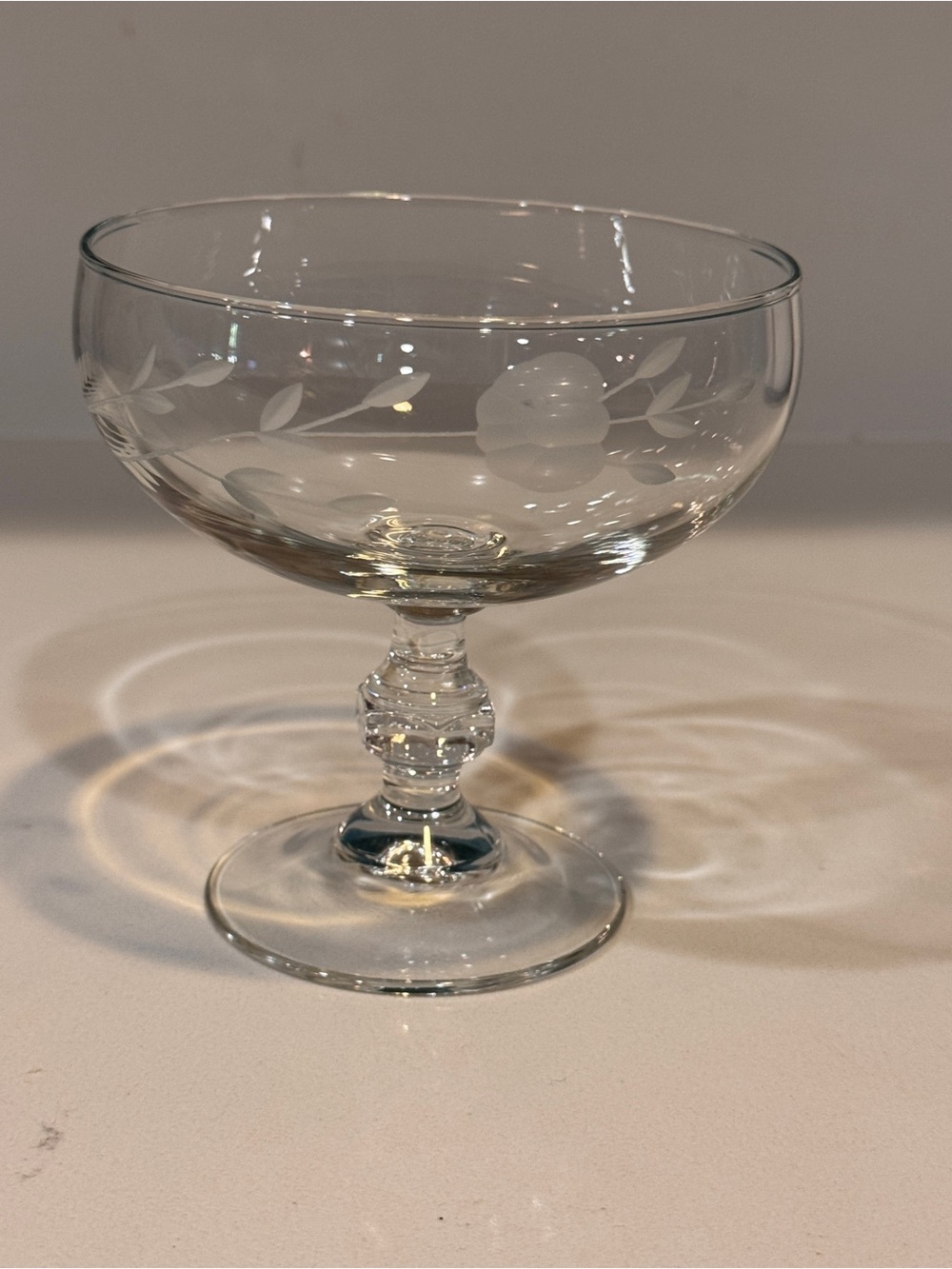 Princess House Clear Etched Stemmed Coupe